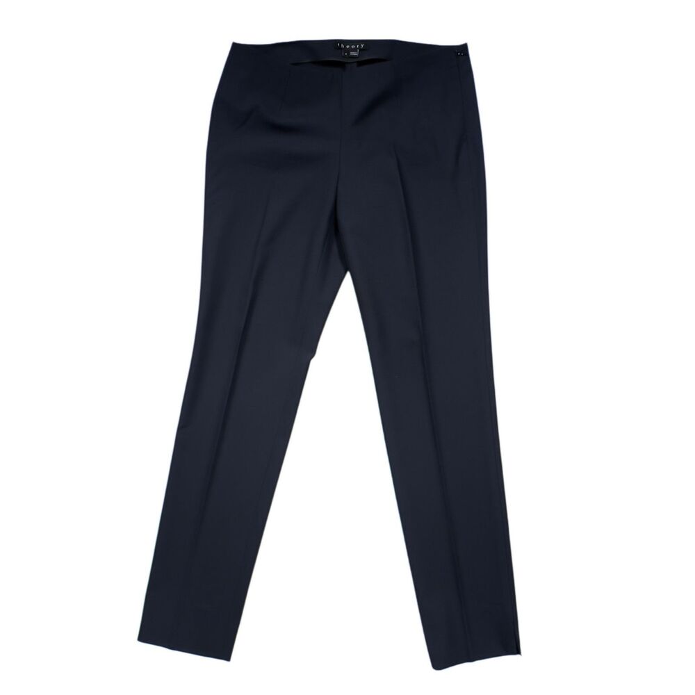 Theory Belisa Sevona Womens 2 Navy Virgin Wool Skinny Ankle Pants Career Work